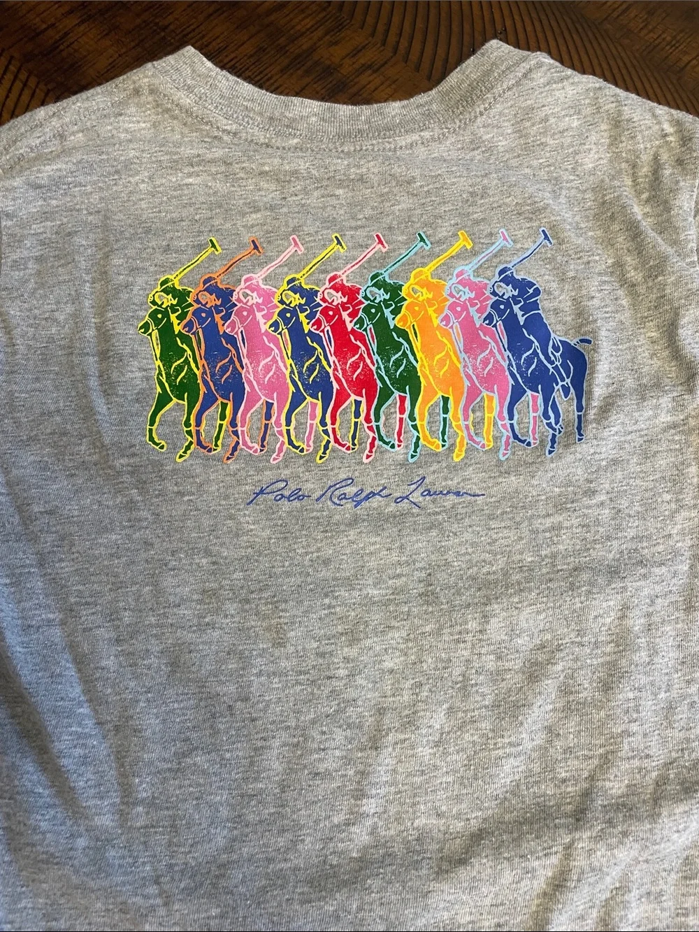 Ralph Lauren Gray Short Sleeve Tee with Pink Pony Logo (Boys)